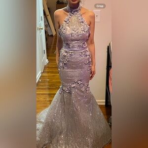 mermaid prom dress evening gown purple new with tag wedding